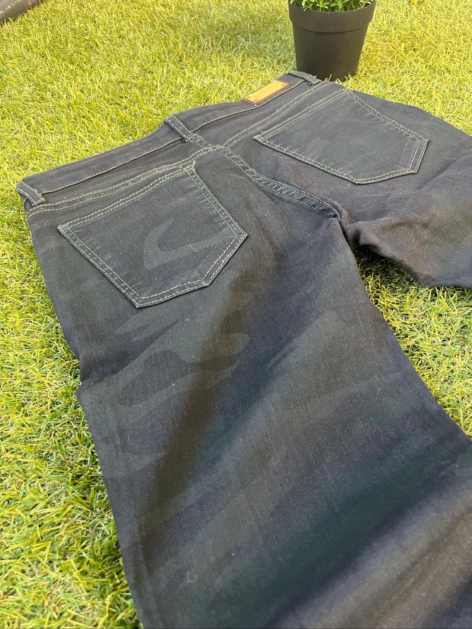 Zwarte Camouflage Skinny Broek | Maat S | Gouden Ritsjes – photo 5